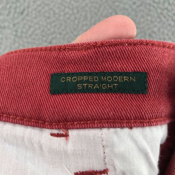 Lauren Ralph Lauren Jeans Womens 14 Red Cropped Modern Straight Stretch Twill - Picture 6 of 12